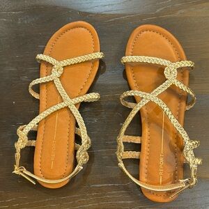 Size 6.5 Report girloy gold strappy sandals